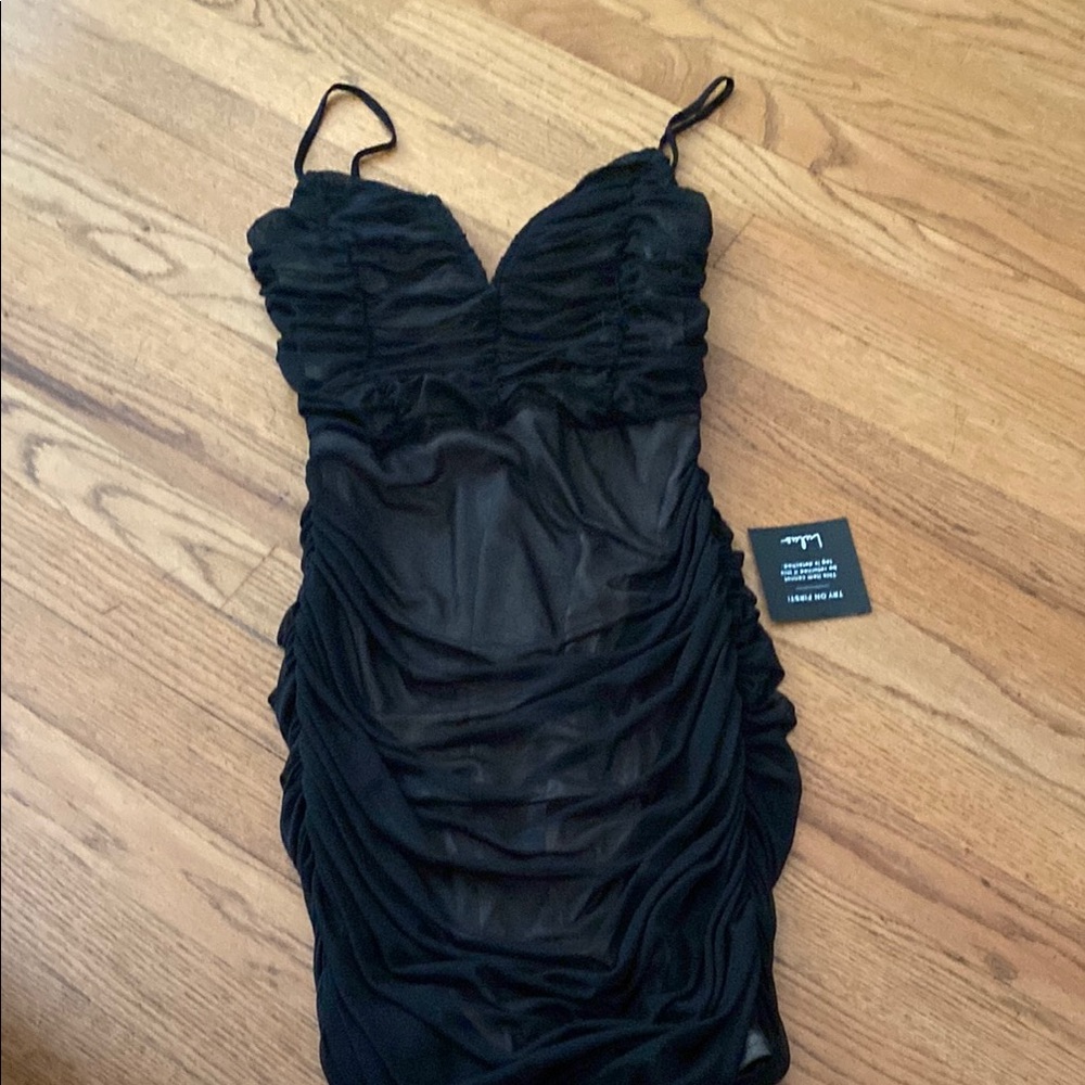 Elegant Black Ruched Dress
